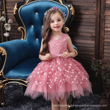 2019 New Girl's Clothing Frock Designs Baby Girls Birthday Party Dresses Puffy Princess Wedding Flower Girls Dresses